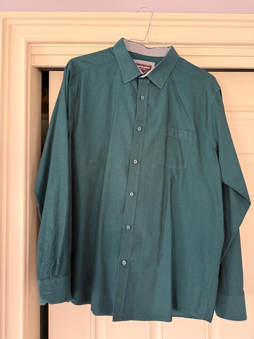 Men's Teal Button-Down Dress Shirt - Lightweight Long Sleeve Johnston and Murphy